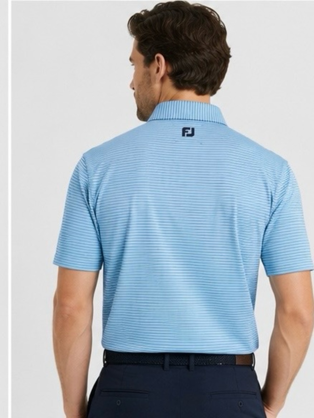 NWOT FootJoy FJ Striped Performance Golf Polo Shirt Blue White Men’s Medium - Picture 2 of 12